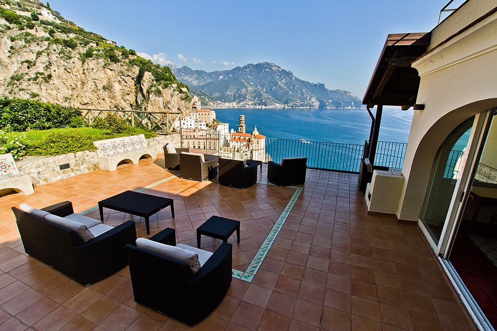 Atrani sunset view from a luxury yacht charter